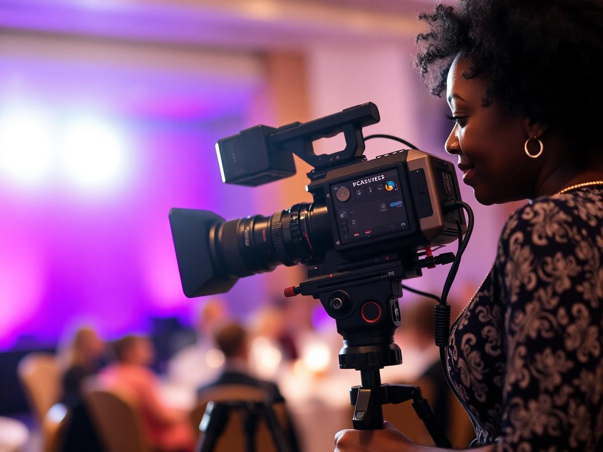 Camera operator filming the luncheon program