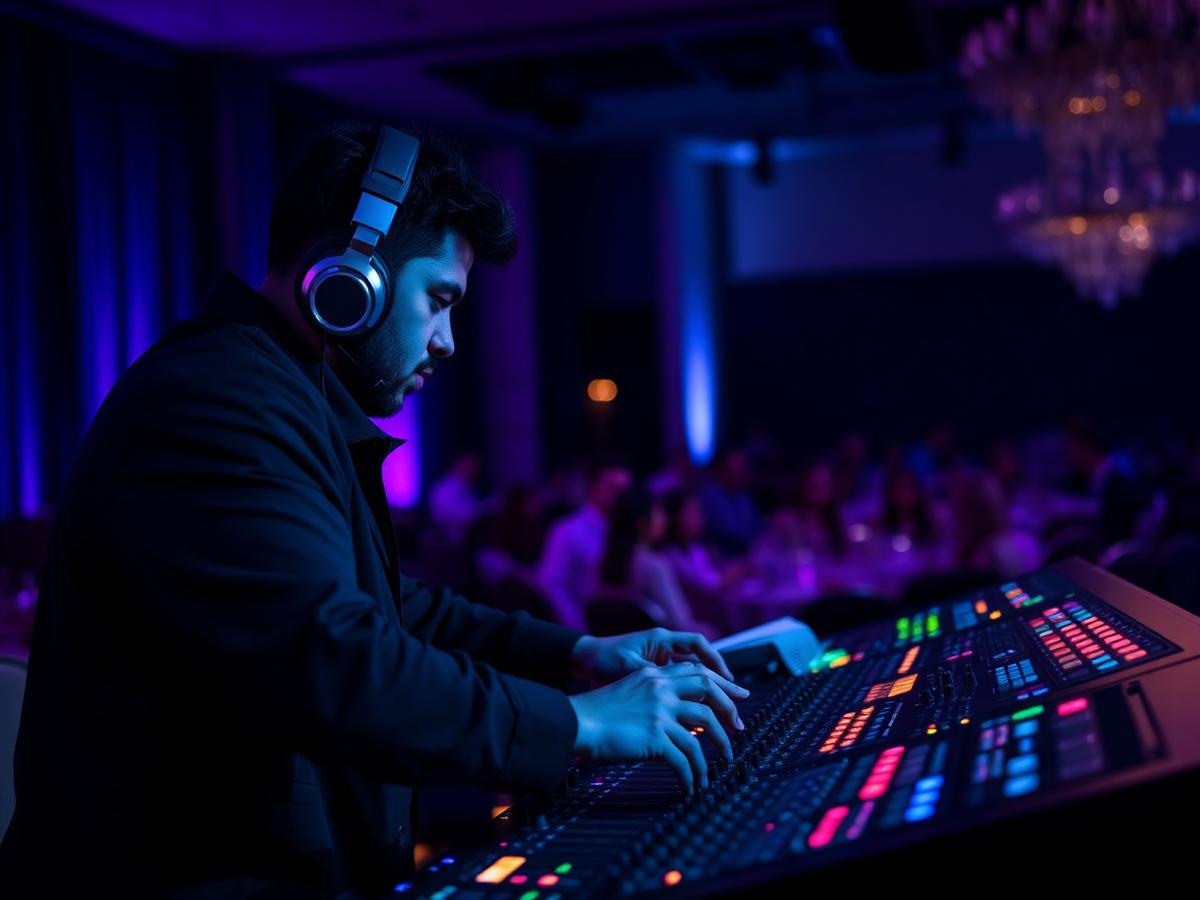 Audio engineer at the live production console