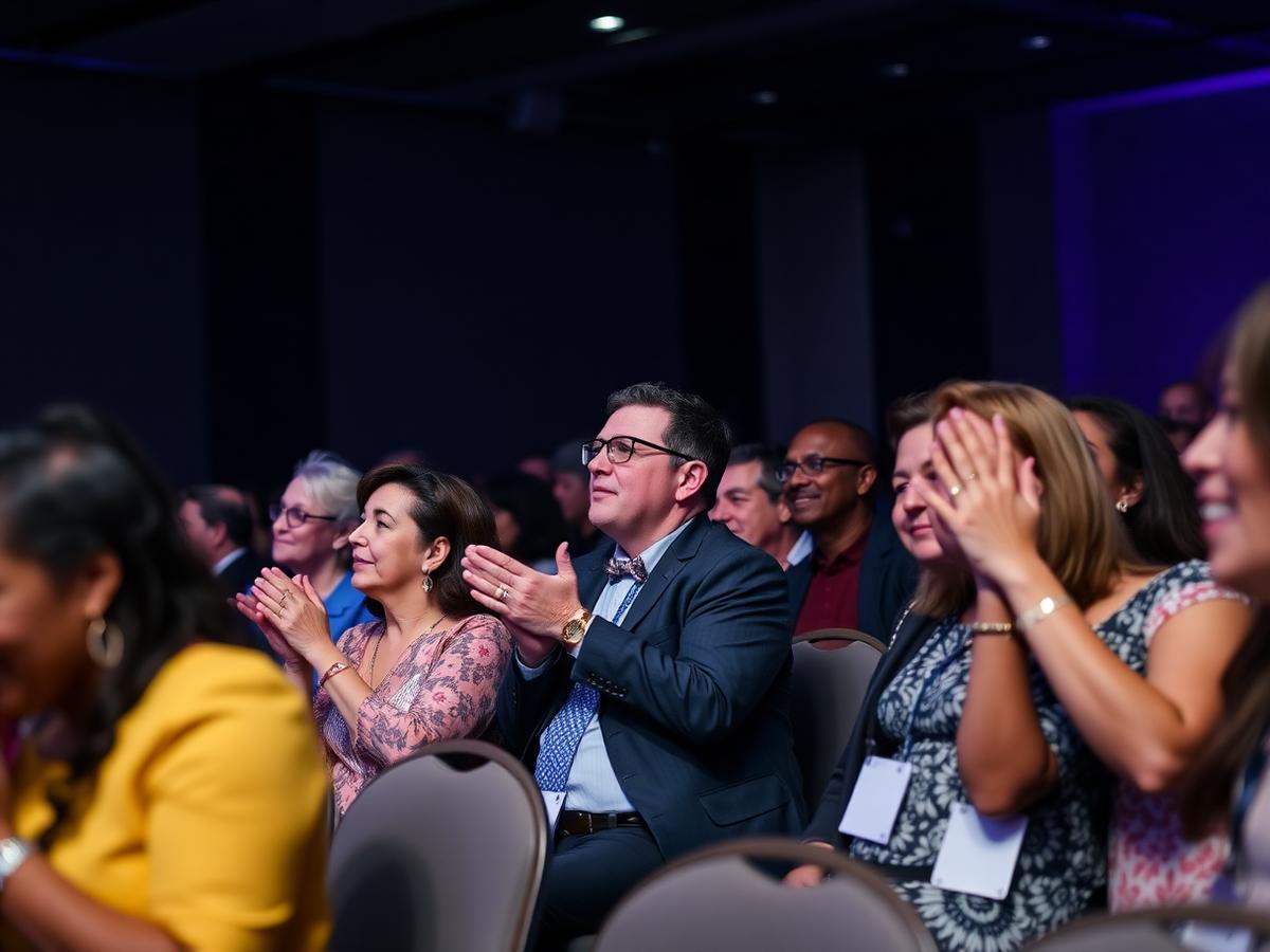 Guests applauding during the luncheon program